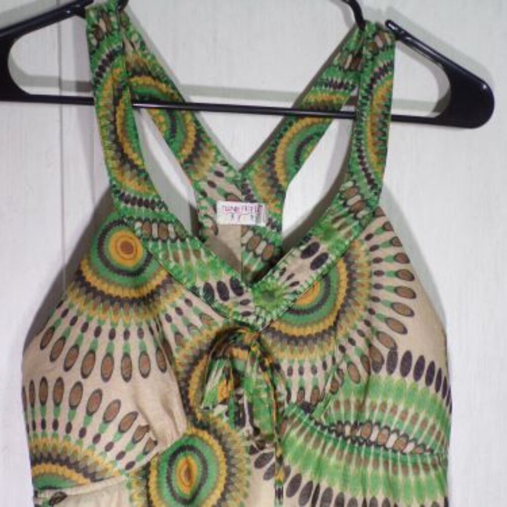 Funky People Lined Dress Size S Small Racer Back Bohemian Hippie Geo Pattern - Picture 2 of 5